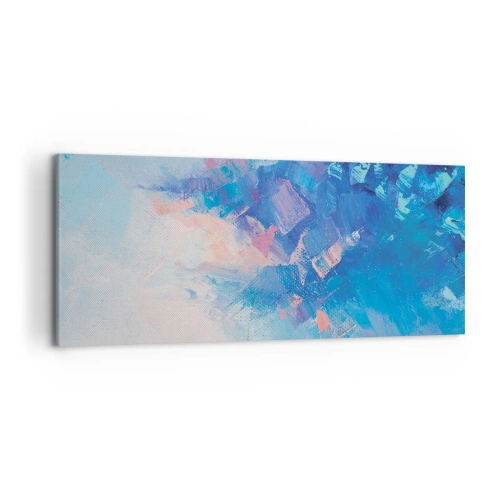 Impression sur toile - Image sur toile - Composition abstraite dans les tons de bleu et de rose - 120x50cm - Abstraction hivernale - Décoration murale moderne pour le salon et la chambre ARTTOR