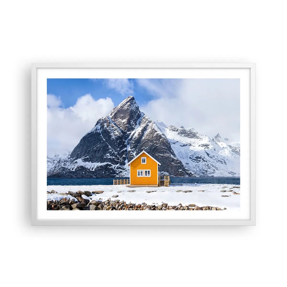 Affiche dans un cadre blanc - Poster - Vacances scandinaves - 70x50 cm