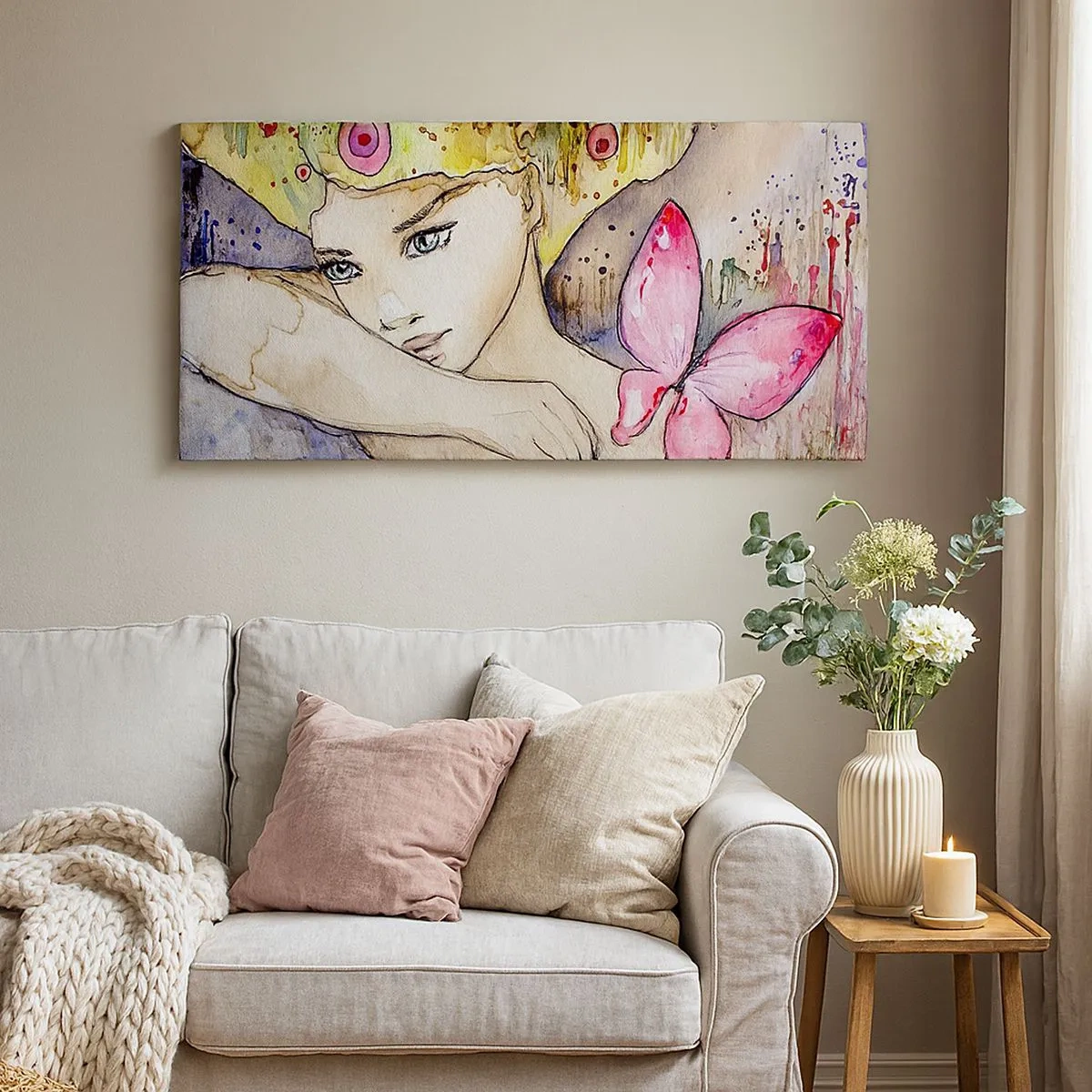 Impression sur toile - Image sur toile - La princesse papillon - 100x40 cm