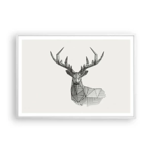 Affiche dans un cadre blanc - Poster - Cerf dans un style cubique - 100x70 cm