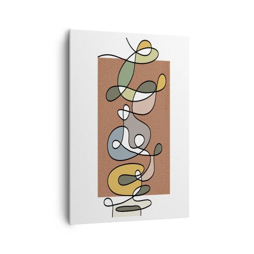 Impression sur toile - Image sur toile - Abstraction colorée avec des taches et des lignes - 70x100cm - Une abstraction qui mérite le sourire - Décoration murale moderne pour le salon et la chambre ARTTOR