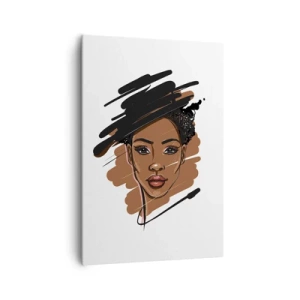 Impression sur toile - Image sur toile - Portrait d'une femme aux traits de peinture artistiques - 70x100cm - Doux comme le chocolat - Décoration murale moderne pour le salon et la chambre ARTTOR