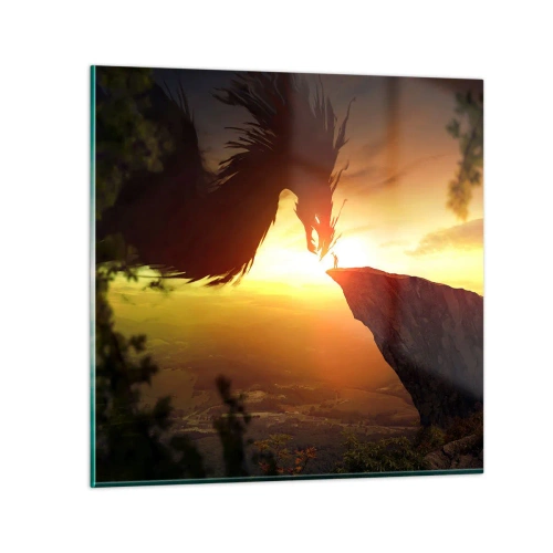 Impression sur verre - Image sur verre - Chasseur de dragon - 50x50 cm