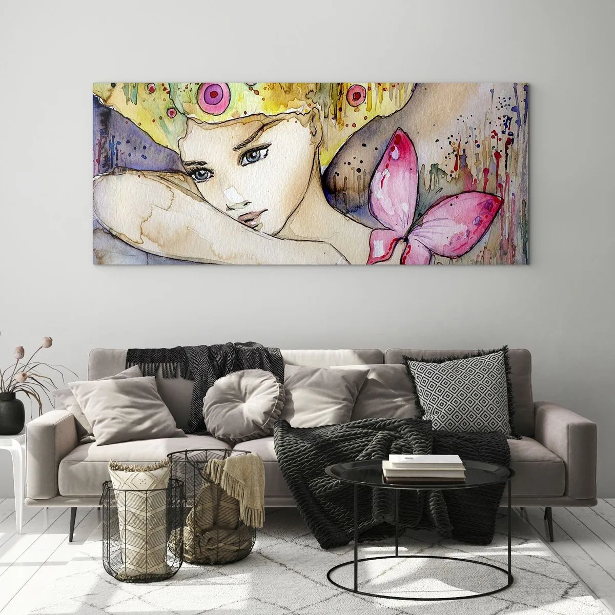 Impression sur verre - Image sur verre - La princesse papillon - 100x40 cm