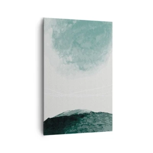 Impression sur toile - Image sur toile - Une délicate composition abstraite dans des tons de vert avec des formes subtiles sur un fond clair. - 80x120cm - Rencontre avec le brouillard - Décoration murale moderne pour le salon et la chambre ARTTOR