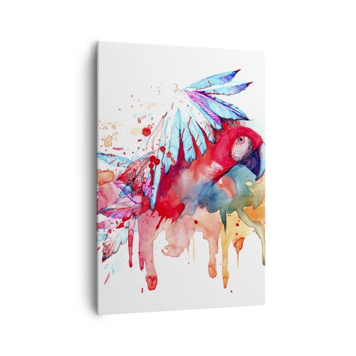 Impression sur toile - Image sur toile - Un perroquet dans un style aquarelle artistique - 70x100cm - Perroquets colorés - Décoration murale moderne pour le salon et la chambre ARTTOR