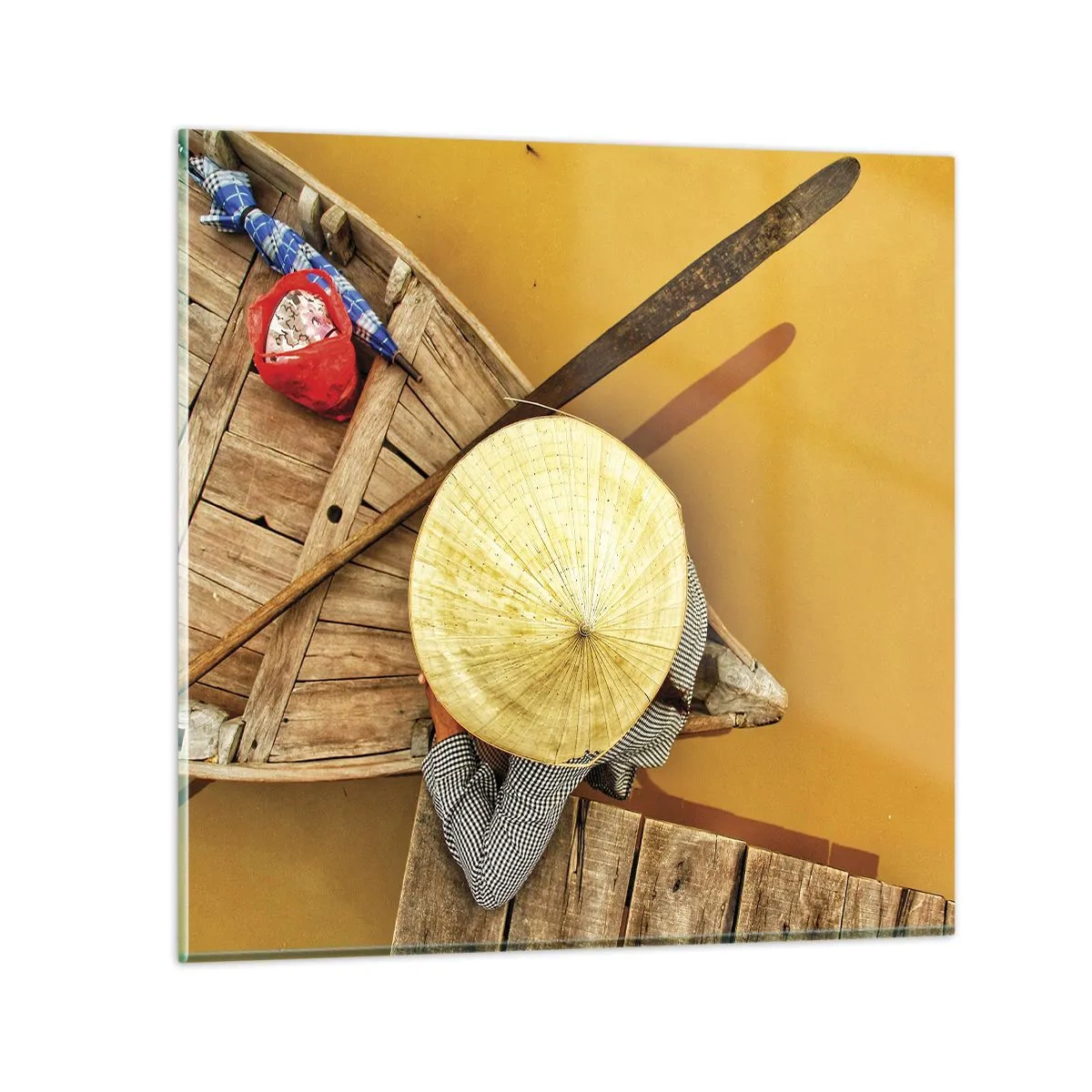 Impression sur verre - Image sur verre - La vie sur le fleuve Jaune - 30x30 cm