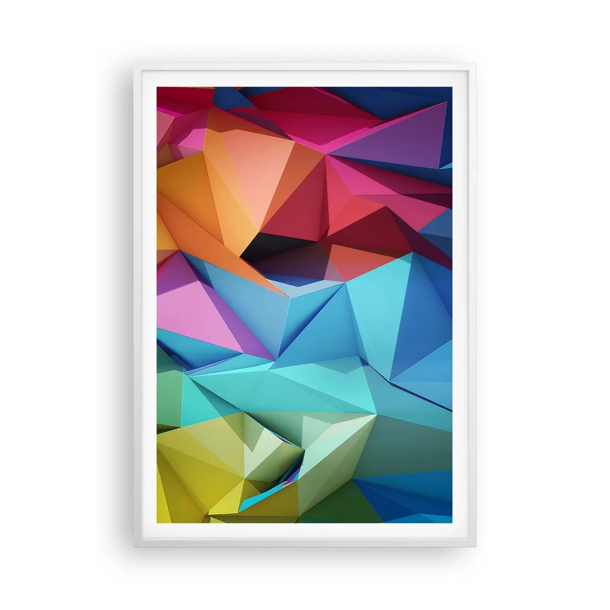 Affiche dans un cadre blanc - Poster - Origami arc-en-ciel - 70x100 cm