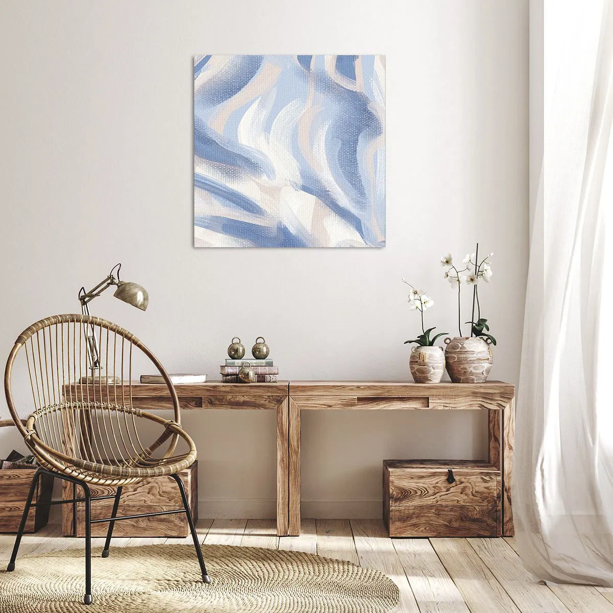 Impression sur toile - Image sur toile - Vagues bleues - 70x70 cm