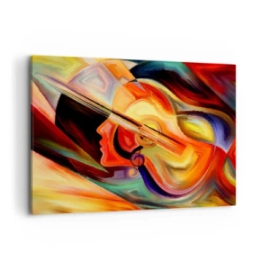 Impression sur toile - Image sur toile - Abstraction colorée inspirée de la musique et de la guitare - 120x80cm - Tout va bien - Décoration murale moderne pour le salon et la chambre ARTTOR