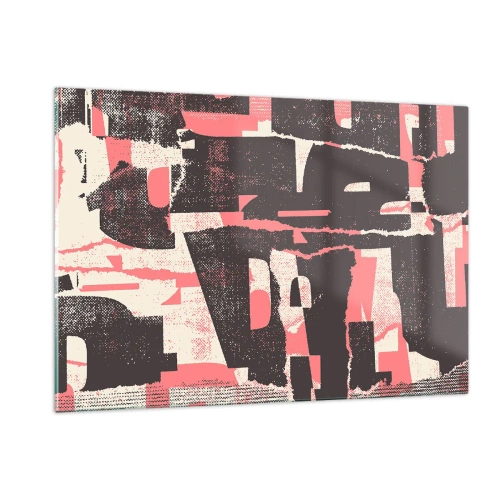 Impression sur verre - Image sur verre - Abstraction moderne en noir, rouge et beige - 120x80cm - Tout ce tapage - Décoration murale moderne pour le salon et la chambre ARTTOR