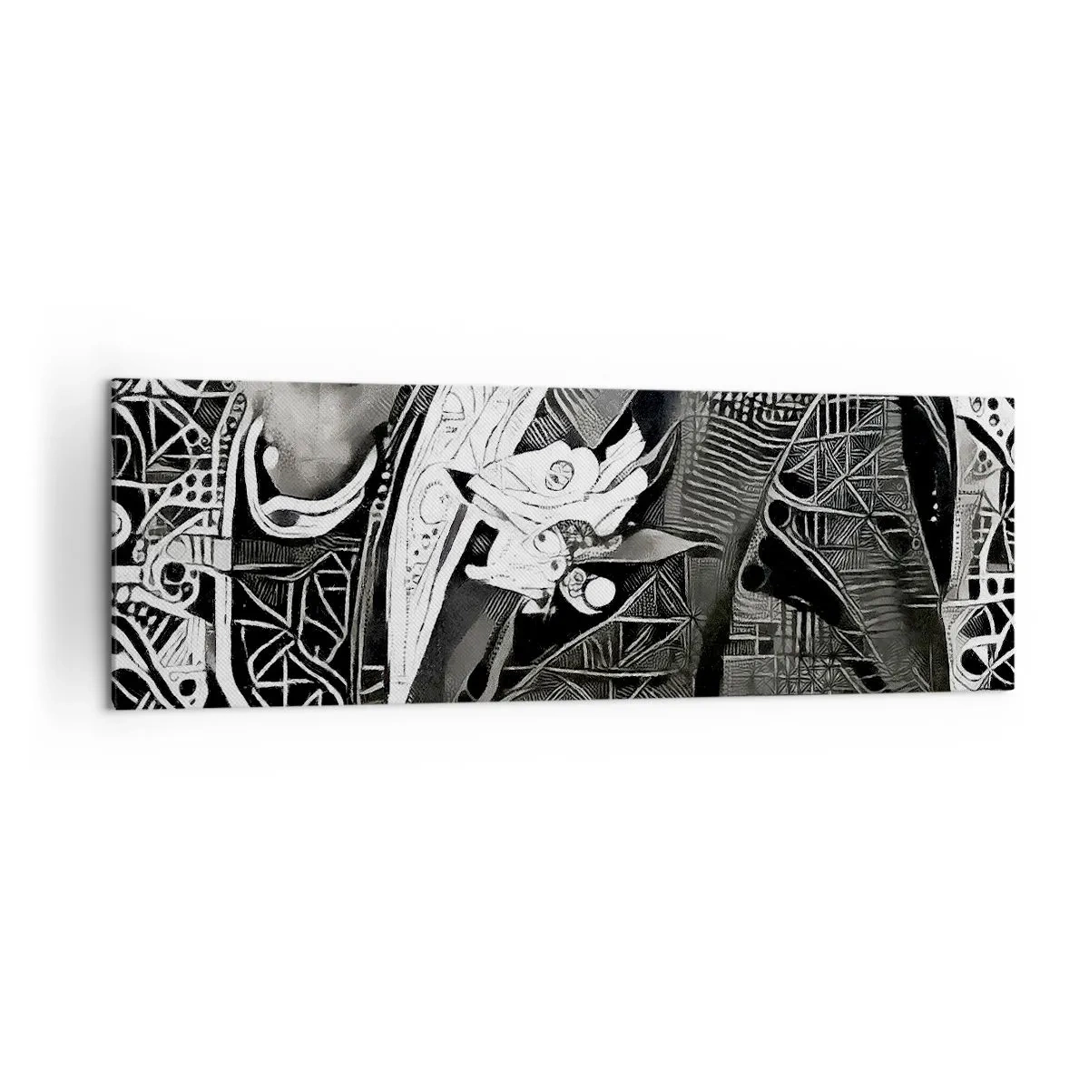 Impression sur toile - Image sur toile - Abstraction élégante d'un homme en costume en noir et blanc - 160x50cm - Seulement en apparence un homme froid - Décoration murale moderne pour le salon et la chambre ARTTOR