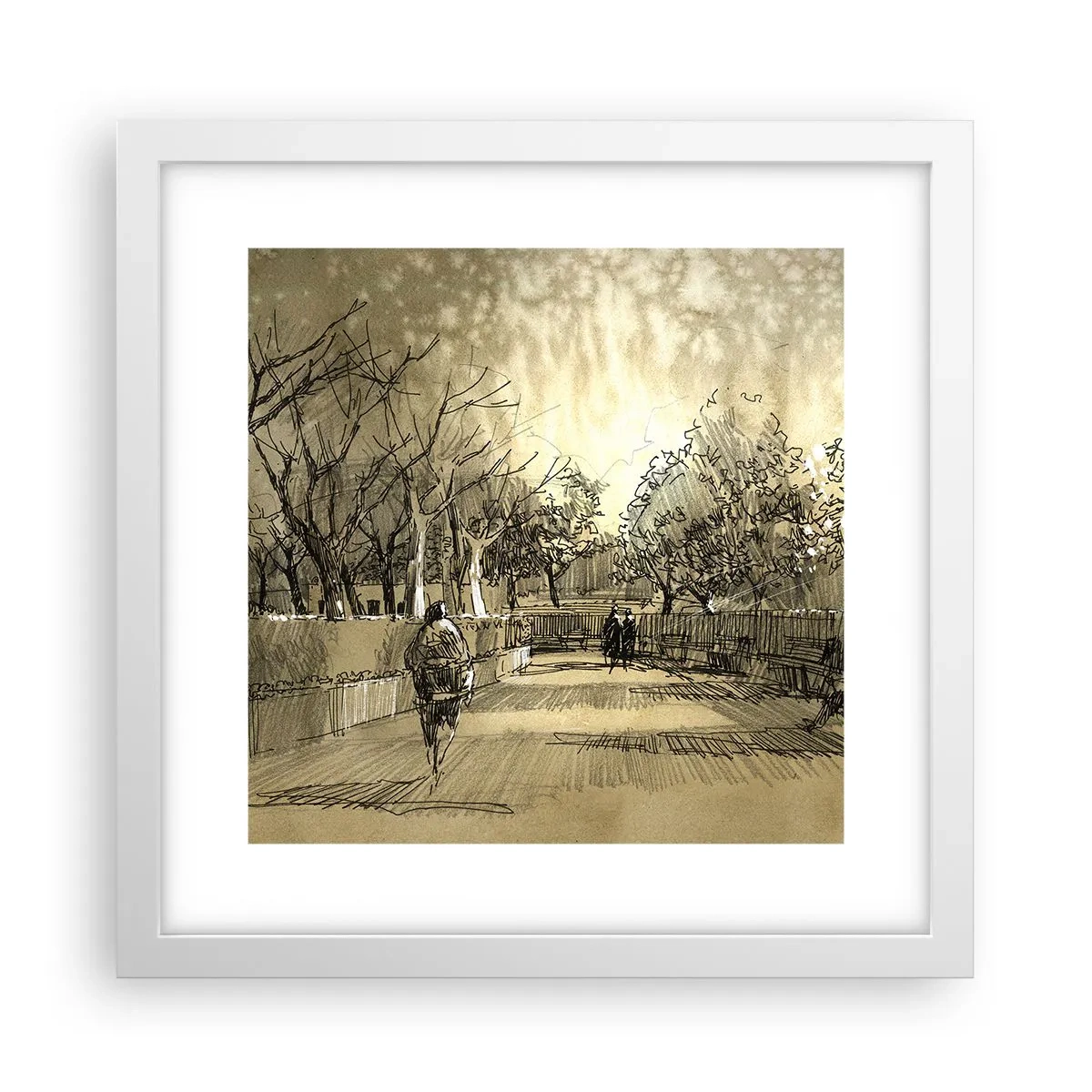 Affiche dans un cadre blanc - Poster - Un moment arrêté avec une plume - 30x30 cm