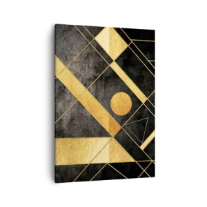 Impression sur toile - Image sur toile - Formes géométriques dans les tons or et noir - 50x70cm - Soleil du désert - Décoration murale moderne pour le salon et la chambre ARTTOR