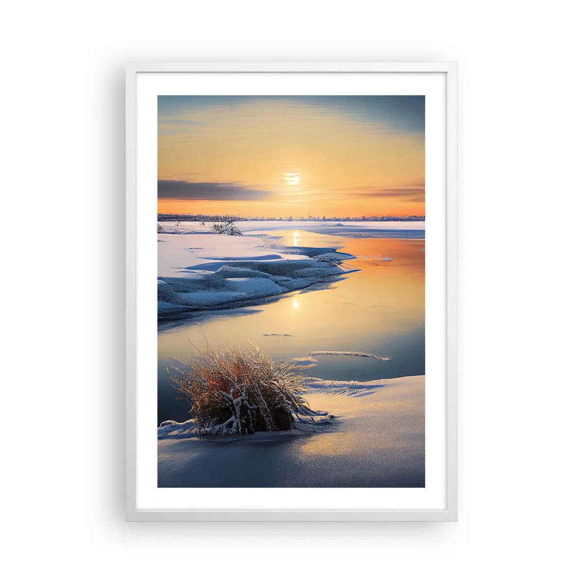 Affiche dans un cadre blanc - Poster - Coucher de soleil d'hiver - 50x70 cm