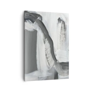Impression sur toile - Image sur toile - Abstraction grise et blanche avec des lignes dynamiques - 50x70cm - Un geste décisif - Décoration murale moderne pour le salon et la chambre ARTTOR