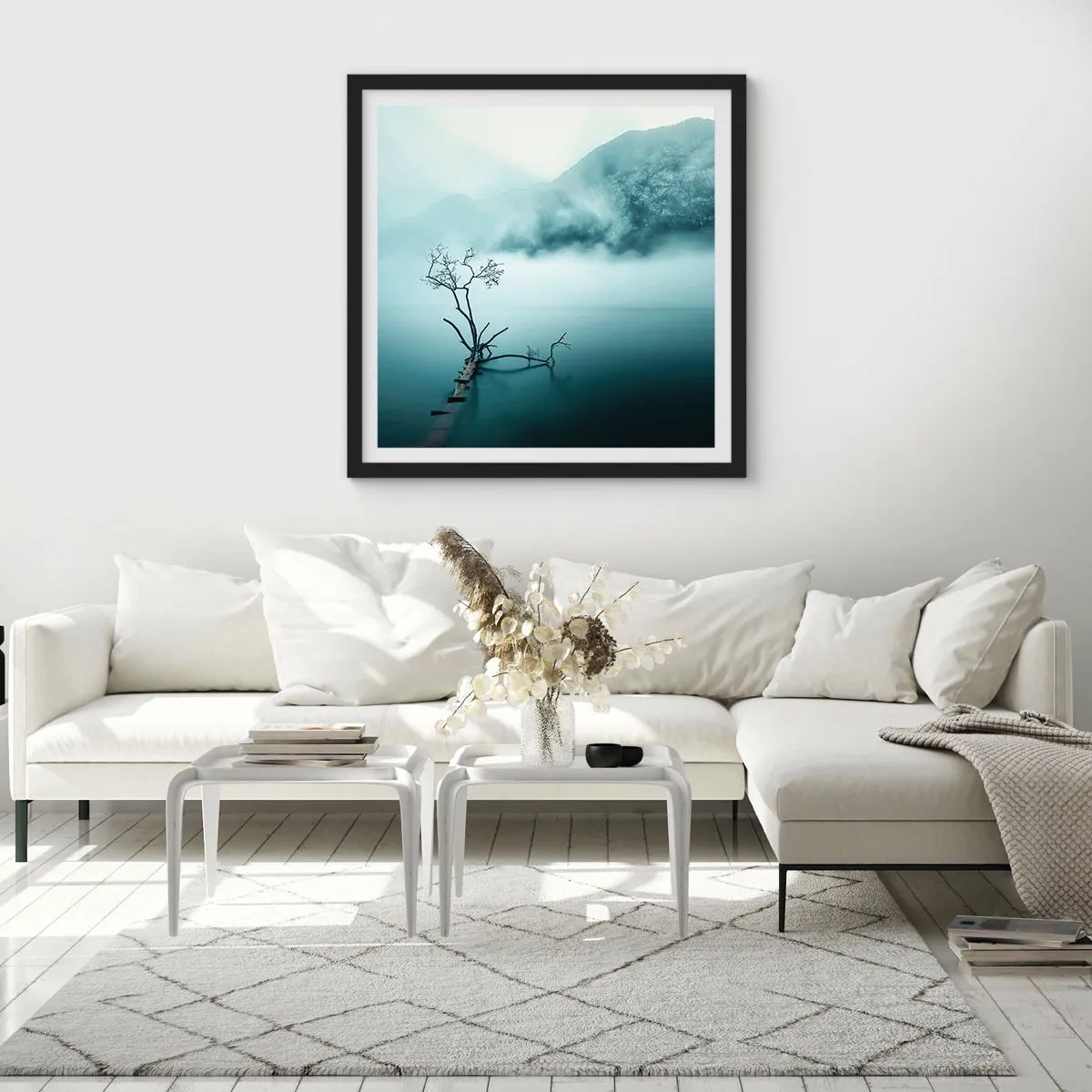 Affiche dans un cadre noir - Poster - D'eau et de brouillard - 50x50 cm