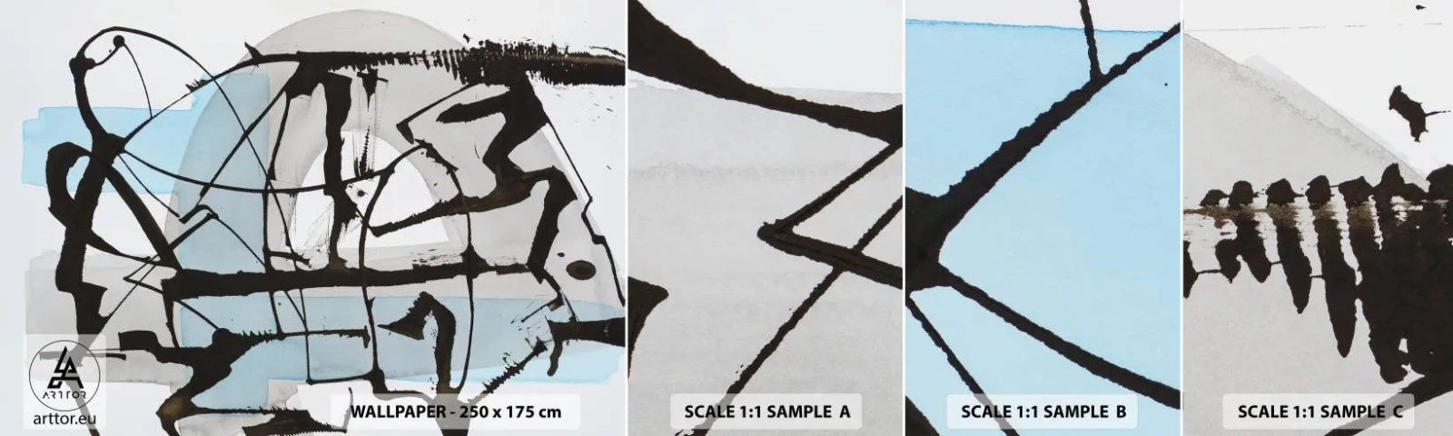 Échantillon De Papier Peint Standard Eco - Bleu malgré tout - Abstraction, Morceau, Chaos - 100x30 cm