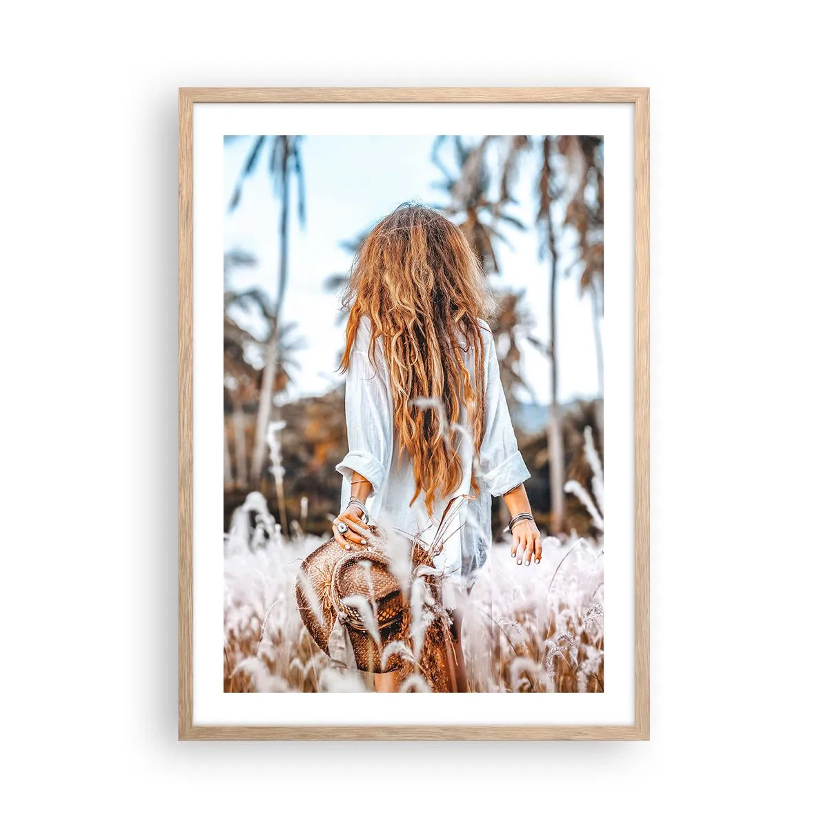Affiche dans un chêne clair - Poster - Né de peluches d'herbe - 50x70 cm