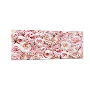 Impression sur verre - Image sur verre - Des roses délicates dans des tons de rose sur toute la surface - 140x50cm - Un lit de roses - Décoration murale moderne pour le salon et la chambre ARTTOR