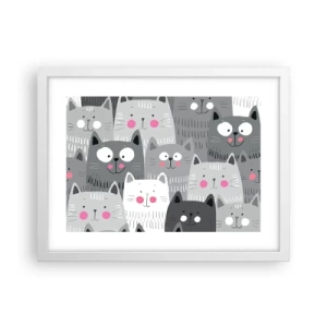 Affiche dans un cadre blanc - Poster - Le monde des chats - 40x30 cm