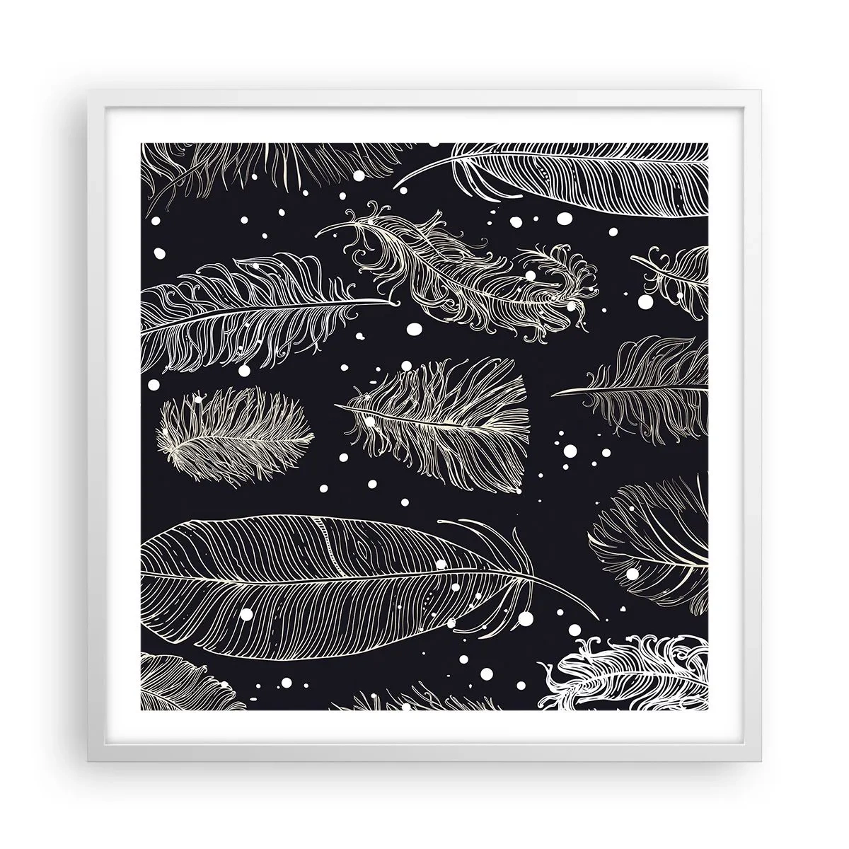 Affiche dans un cadre blanc - Poster - Toile de plumes - 60x60 cm