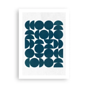 Affiche - Poster - Composition géométrique avec des cercles bleus - 50x70cm - Cercles et demi-cercles - Décoration murale moderne pour le salon et la chambre ARTTOR