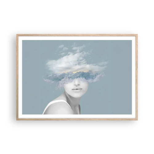 Affiche dans un chêne clair - Poster - La tête dans les nuages - 100x70 cm
