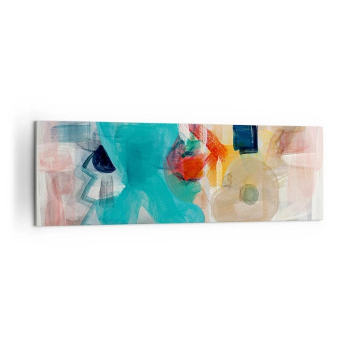 Impression sur toile - Image sur toile - Les formes et les couleurs abstraites créent une composition dynamique - 160x50cm - Jeu de couleurs - Décoration murale moderne pour le salon et la chambre ARTTOR