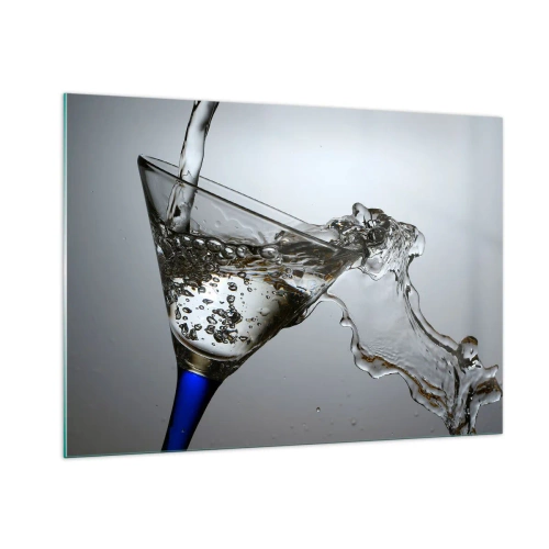 Impression sur verre - Image sur verre - Éclaboussures d'eau dans un verre à martini - 100x70cm - Eau cristalline dans un verre cristal - Décoration murale moderne pour le salon et la chambre ARTTOR