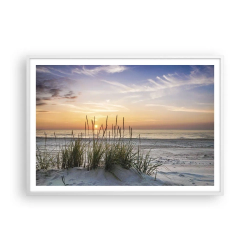 Affiche dans un cadre blanc - Poster - Regarde, pense, ressent - 100x70 cm
