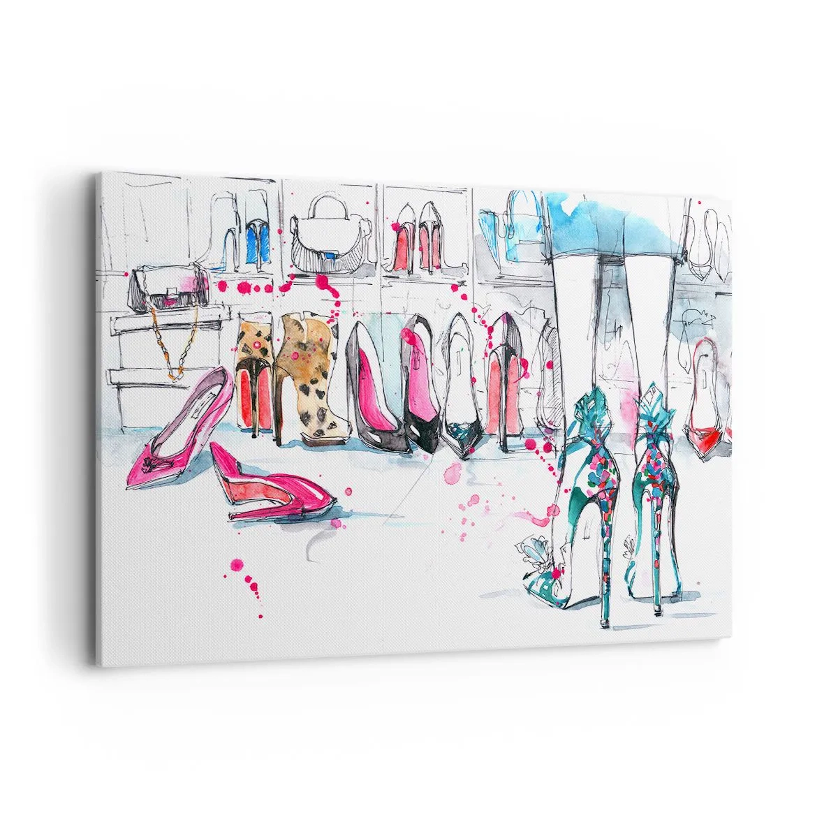 Impression sur toile - Image sur toile - Graphismes artistiques mettant en vedette des talons hauts et des accessoires - 120x80cm - Sésame, ouvre-toi - Décoration murale moderne pour le salon et la chambre ARTTOR