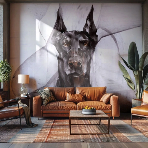 Papier Peint Photo Standard Eco - Né noble - Abstraction, Doberman, Chien - 500x350 cm