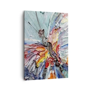 Impression sur toile - Image sur toile - Papillon coloré en pâte sur fond pastel - 50x70cm - Peint par nature - Décoration murale moderne pour le salon et la chambre ARTTOR
