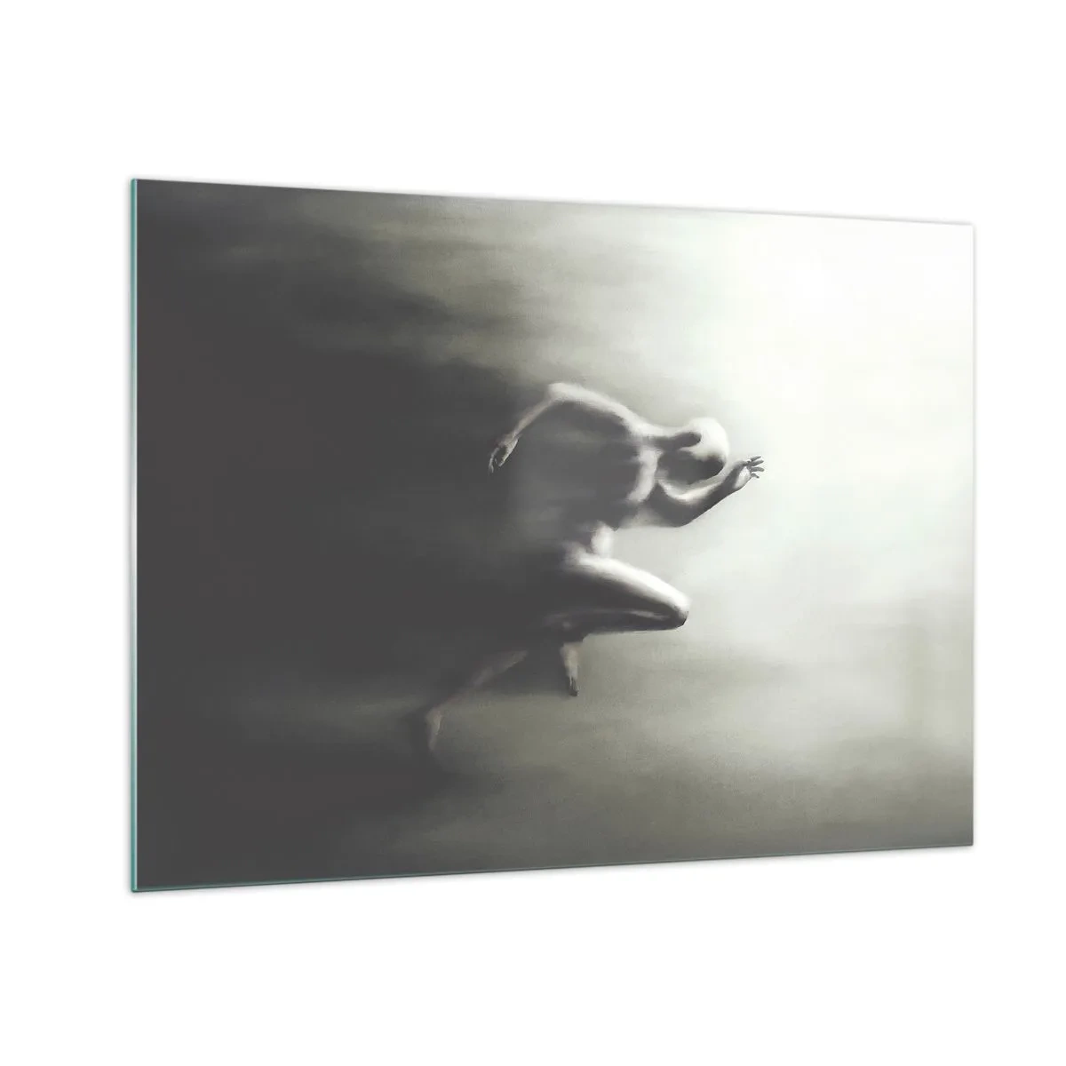 Impression sur verre - Image sur verre - Silhouette dynamique d'une silhouette en train de courir dans une lumière floue - 70x50cm - Inarrêtable - Décoration murale moderne pour le salon et la chambre ARTTOR