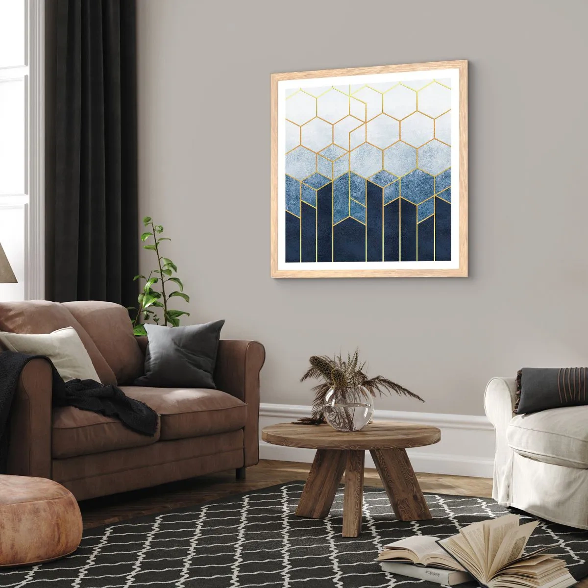 Affiche dans un chêne clair - Poster - Composition en rythme syncopé - 60x60 cm