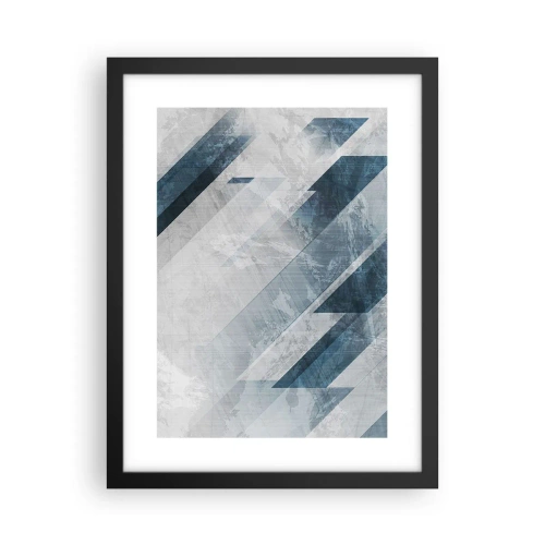 Affiche dans un cadre noir - Poster - Composition spatiale - mouvement gris - 30x40 cm