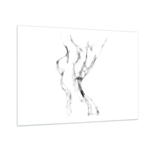 Impression sur verre - Image sur verre - Contour féminin abstrait composé de lignes noires et fumées - 100x70cm - Belle et forte - Décoration murale moderne pour le salon et la chambre ARTTOR