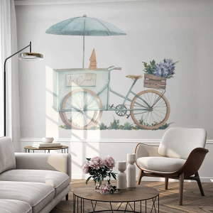Papier Peint Autocollant Deluxe Sticker - Doux souvenir d'été - Pastel, Glace, Vélo - 200x140 cm