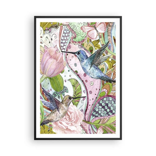 Affiche dans un cadre noir - Poster - Empêtré dans les vignes - 70x100 cm