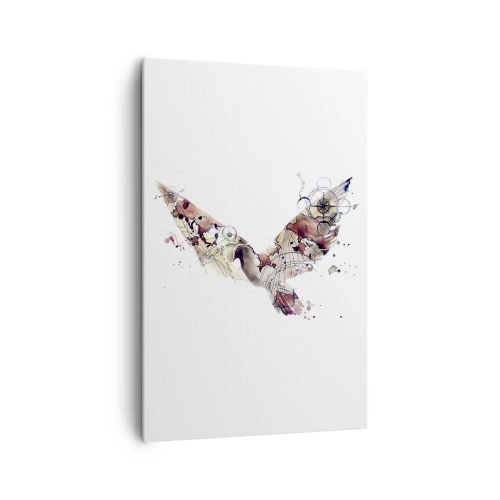 Impression sur toile - Image sur toile - Silhouette d'oiseau artistique avec des motifs géométriques - 80x120cm - Un pèlerin volant - Décoration murale moderne pour le salon et la chambre ARTTOR