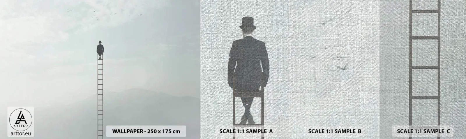 Échantillon de Papier Peint Premium Canvas - Se soulever au-dessus - Abstraction, Homme, Morceau - 100x30 cm