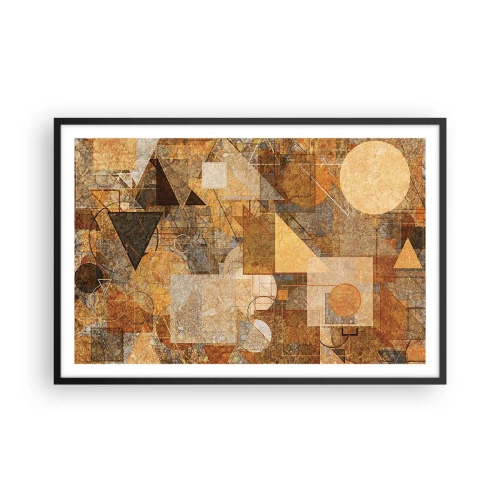Affiche dans un cadre noir - Poster - Étude cubique de marron - 91x61 cm