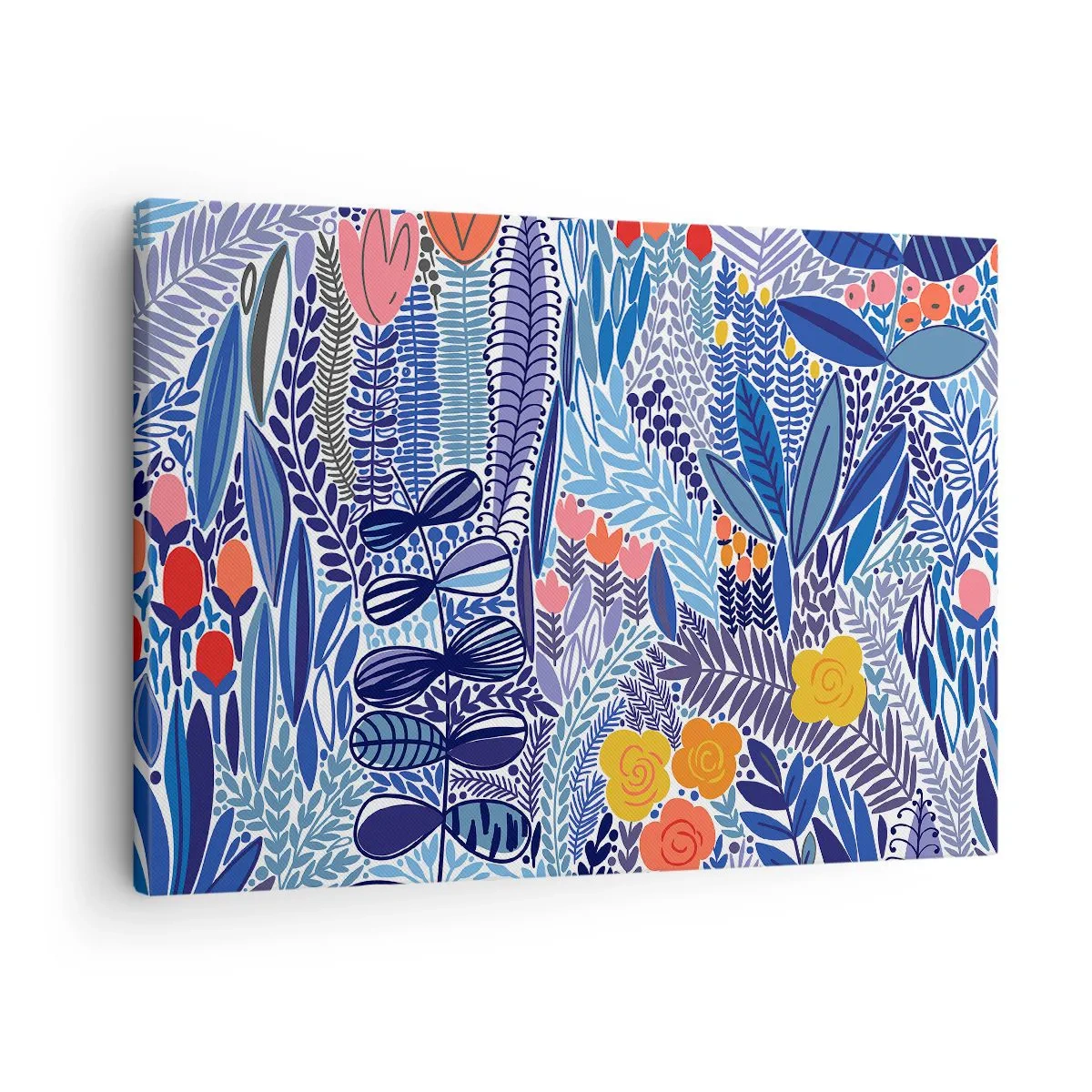 Impression sur toile - Image sur toile - Un motif végétal coloré dans un style graphique moderne - 70x50cm - Jardin hawaïen - Décoration murale moderne pour le salon et la chambre ARTTOR