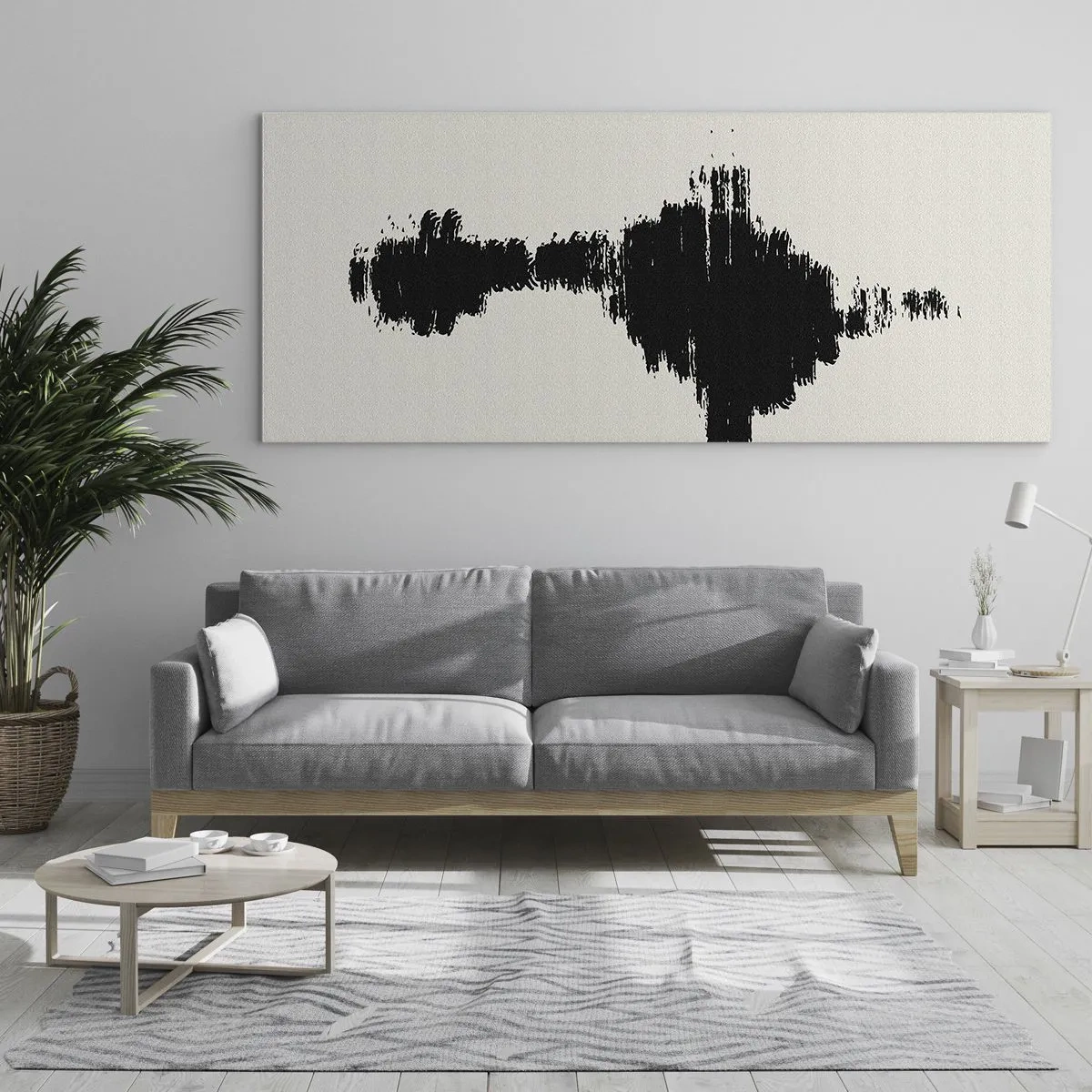 Impression sur verre - Image sur verre - Un motif abstrait ressemblant à une onde sonore dans un style minimaliste. - 160x50cm - Vibrations de l'imagination - Décoration murale moderne pour le salon et la chambre ARTTOR