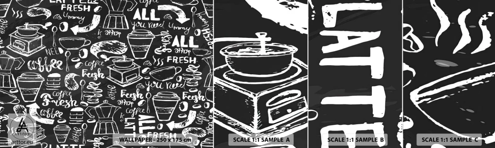 Échantillon De Papier Peint Standard Eco - Tout ce dont tu as besoin c'est… - La gastronomie, Mural, Graffiti - 100x30 cm