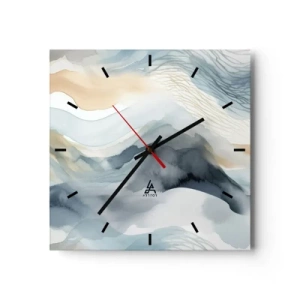 Horloge murale - Pendule murale - Abstraction enneigée et brumeuse - 40x40 cm