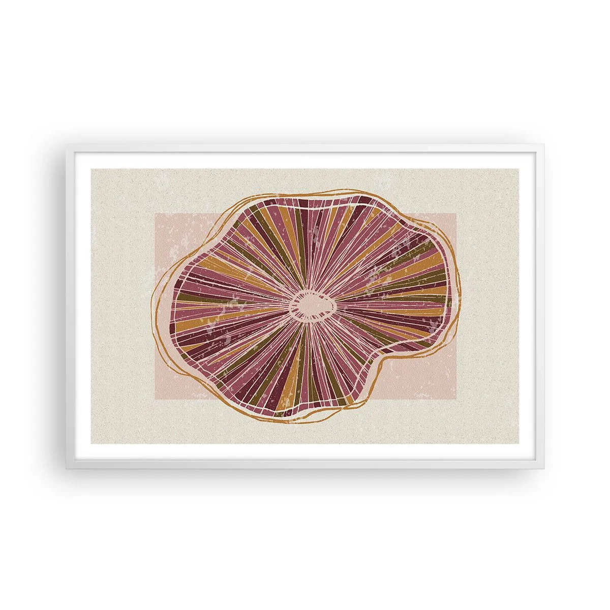 Affiche dans un cadre blanc - Poster - Abstraction rayonnante - 91x61 cm