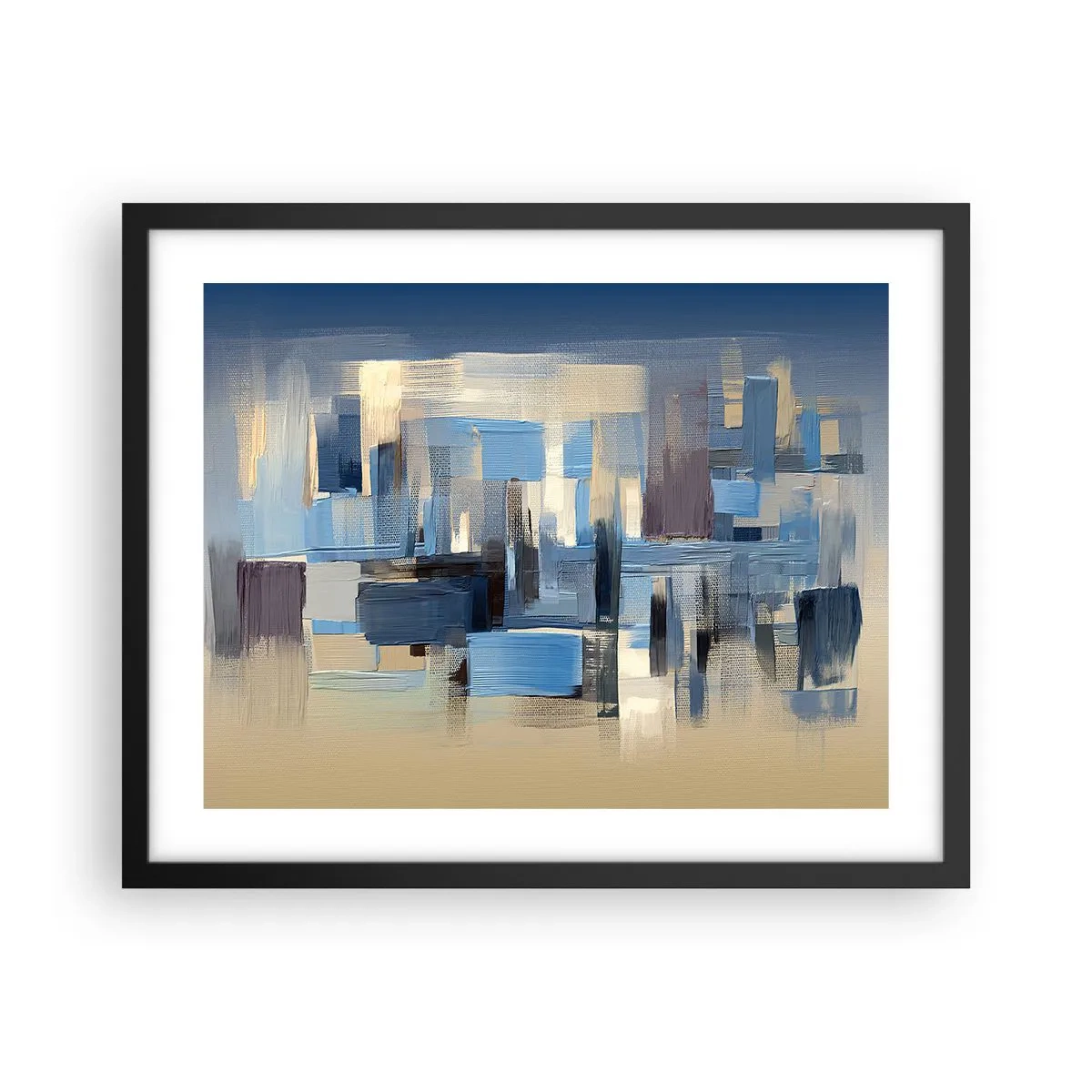 Affiche dans un cadre noir - Poster - Construction bleue - 50x40 cm