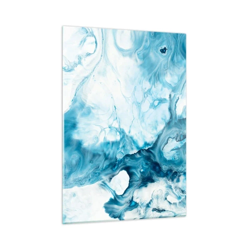 Impression sur verre - Image sur verre - Composition abstraite dans les tons de bleu et de blanc - 50x70cm - Concert de bleu - Décoration murale moderne pour le salon et la chambre ARTTOR